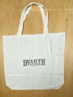 Duluth Trading Co White Canvas Logo Tote